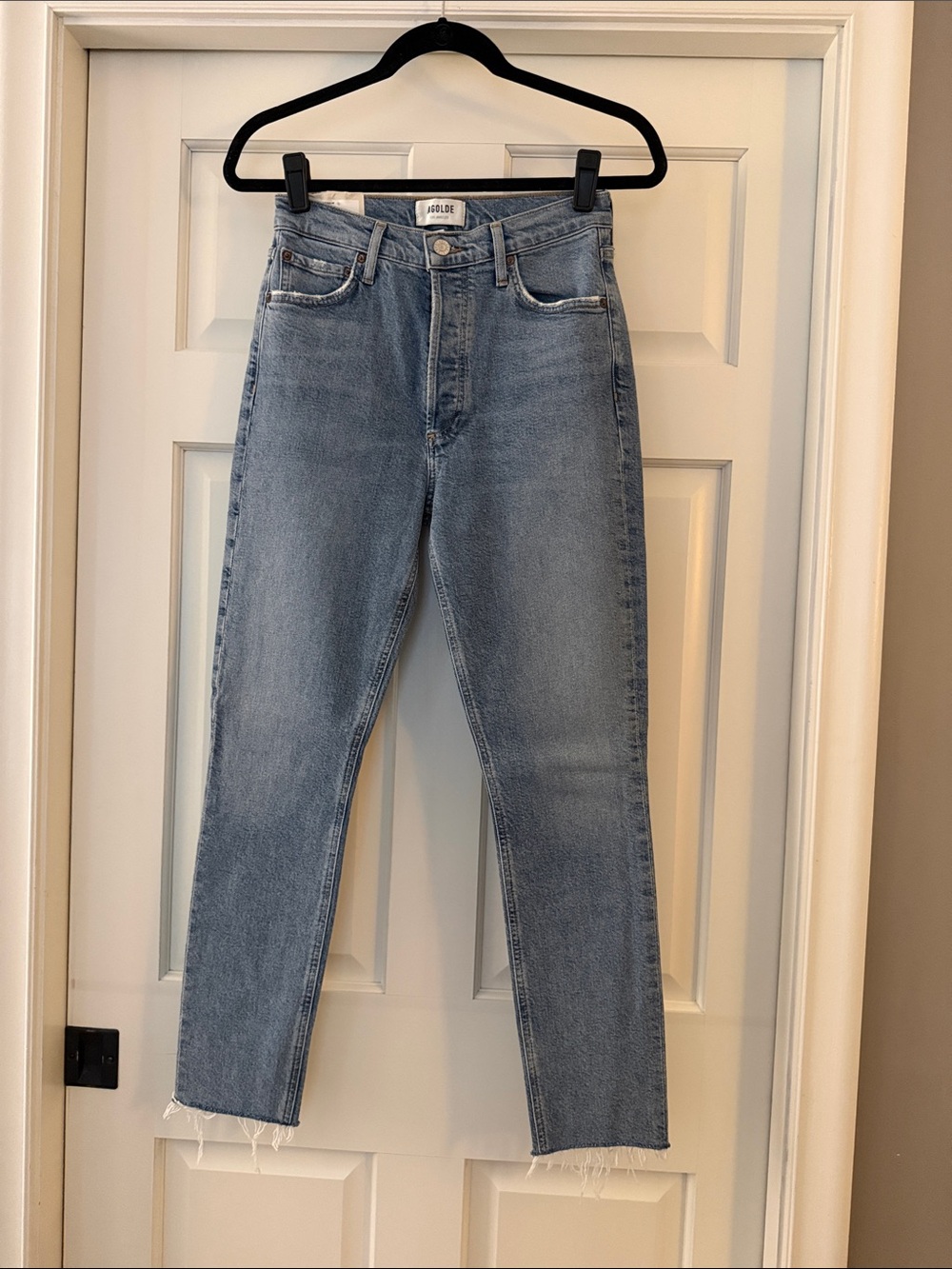 Agolde Nico Washed Light Blue High-Rise Slim Jeans